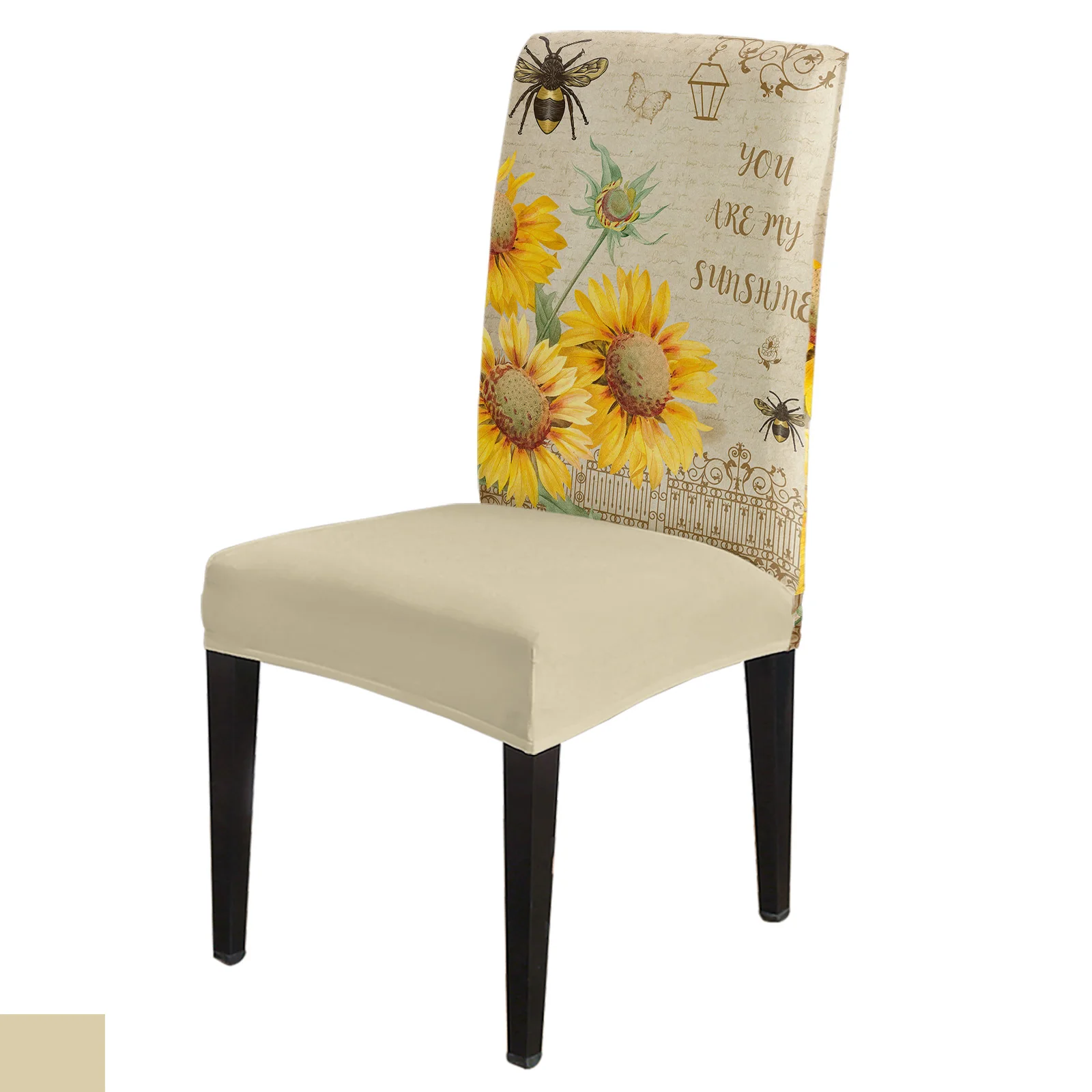 

Подсолнухи пчелы Ретро спандекс печатные эластичные чехлы на стулья для столовой банкет офисное кресло чехол