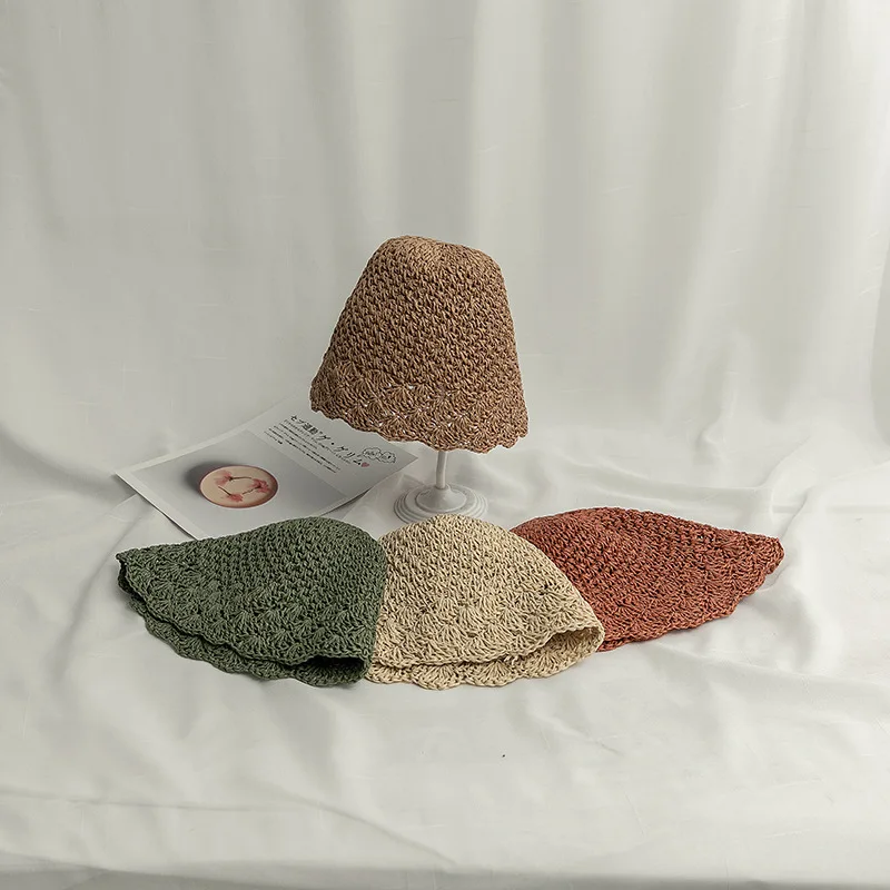 

Летняя японская прямая женская уличная Солнцезащитная шляпа, Повседневная дышащая плетеная вручную Складная пляжная шляпа для женщин