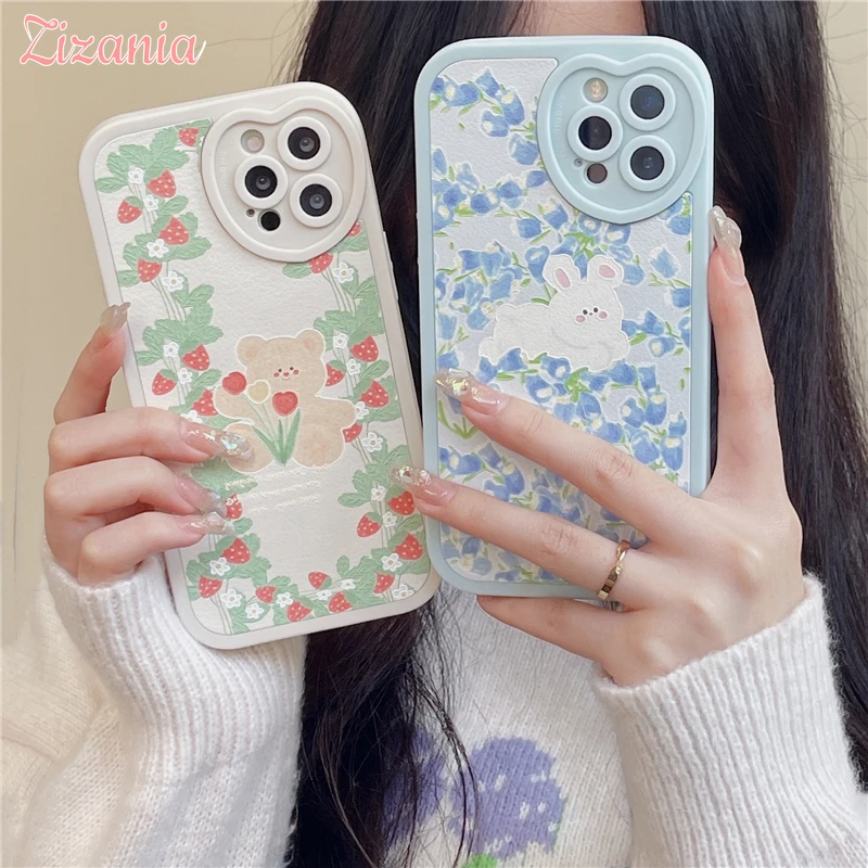 

Fashion Love Heart Holes Cute Animal Wind Chimes Phone Case For iPhone 13 12 11 Pro Max XS Max X XR Ultra Thin Shockproof Cover