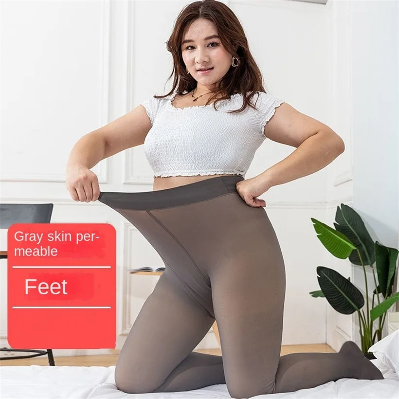 Translucent Wool Pants Socking Winter Fake Pantyhose Women's Thermal Stocking Pants Fleece Lined Tights Super Stretchy Legging