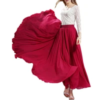 3 layer chiffon long skirts for women elegant casual high waist boho style beach maxi skirts 8090100cm 2022 spring skirt