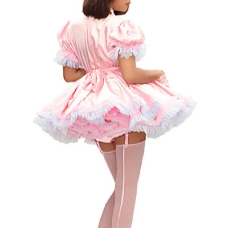 Платье розовое с замком Средний Воротник независимый фартук кружевное пушистое