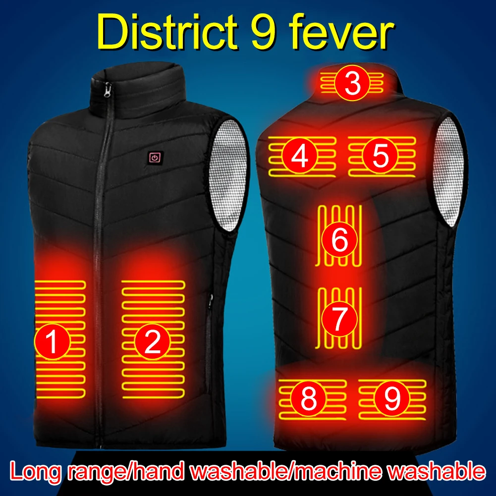 

Men 3-9 Areas Zone Heated Jacket USB Winter Outdoor Electric Heating Coat Clothing Thermal Vest for Hunting Sport Warm Waistcoat