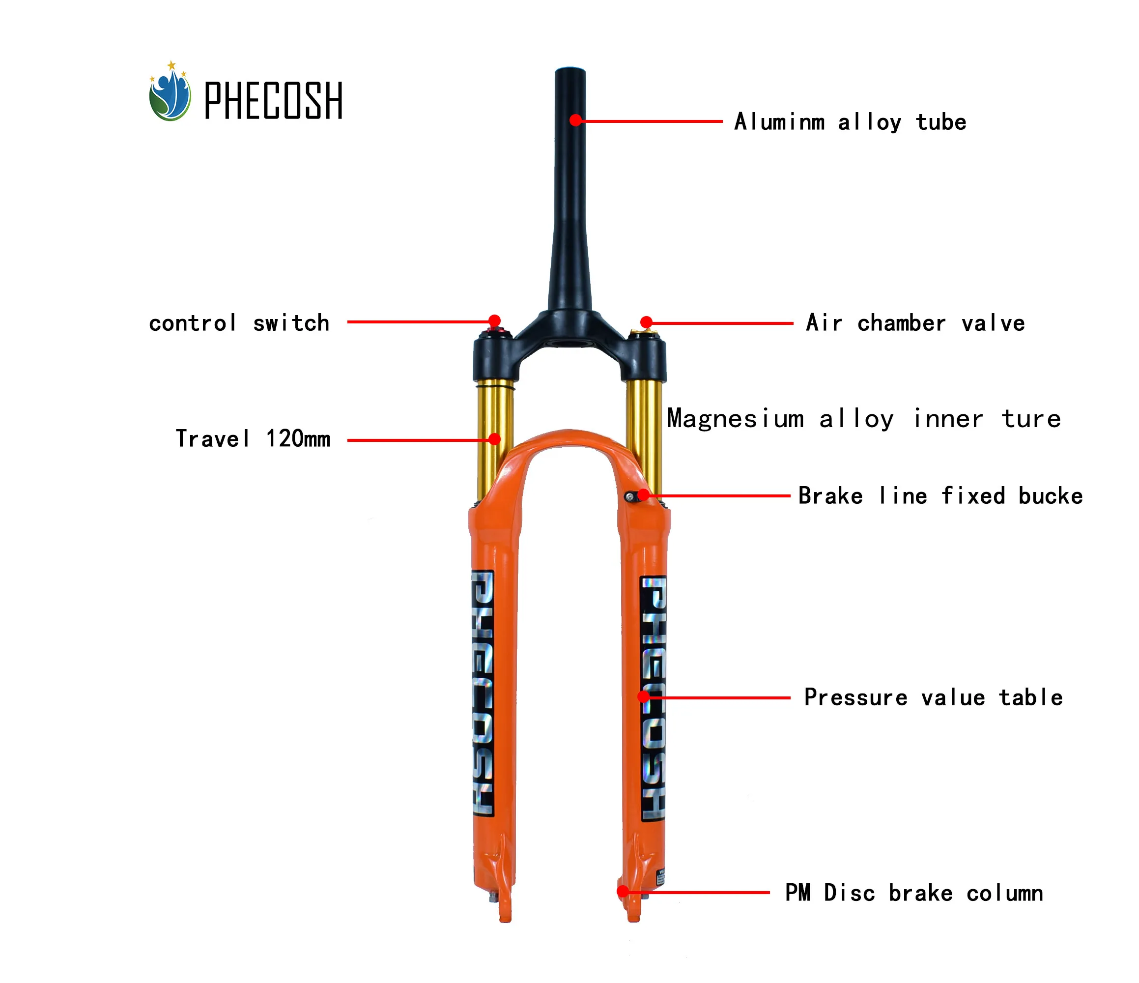 

Magnesium Alloy Stroke 120mm Mountain Bike Air Fork 26 27.5 29 Bicycle Suspension MTB Fork