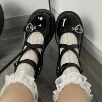 crossed heart buckle strap girls mary janes british style zapatillas mujer wedges lolita shoes autumn classic ladies footwear