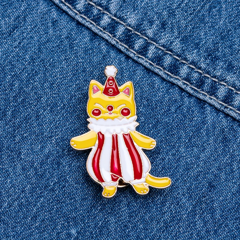 Clown Cat Enamel Pin // Spooky Cute Metal Enamel Pin Gift