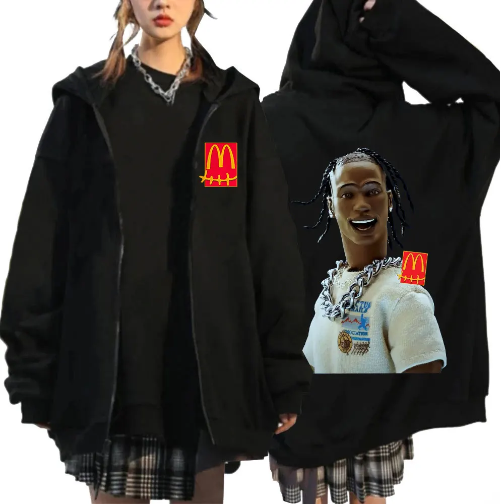 

Rapper Travis Scott Cactus Jack Print Zipper Hoodie Men's Casual Oversize Sweatshirt Hip Hop Streetwear Zip Up Jackets Coats