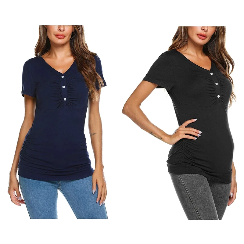 

Женское платье для беременных топы для грудного вскармливания Футболка для беременных и кормящих детей рубашка на пуговицах для лактации