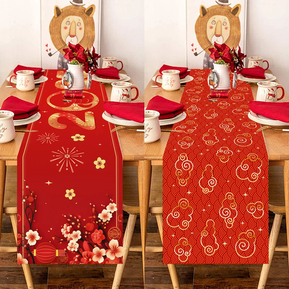 Настольные флажки на китайский новый год Рождество кухня столовая дорожка