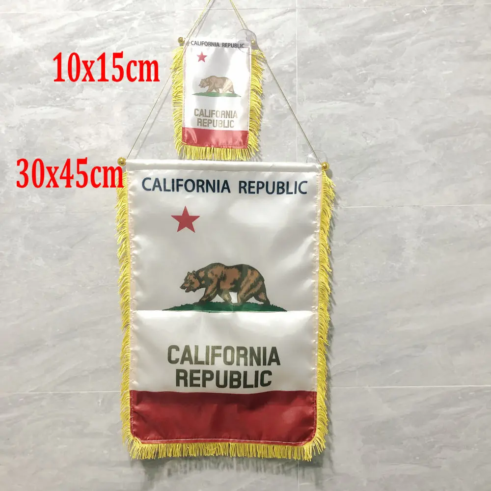 

wholesale 10x15cm California Republic Flag Mini Car Hanging Flag High quality polyester double sided printed Home Decor Banner