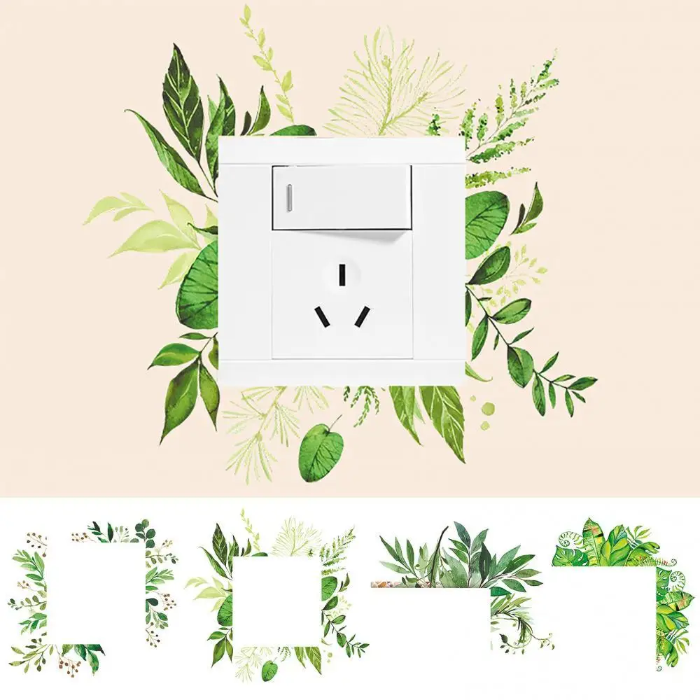 

1Pc Green Leaves Switch Sticker Waterproof PVC Transparent Film Luminous Switch Protective Cover Wall Sticker Socket Decor