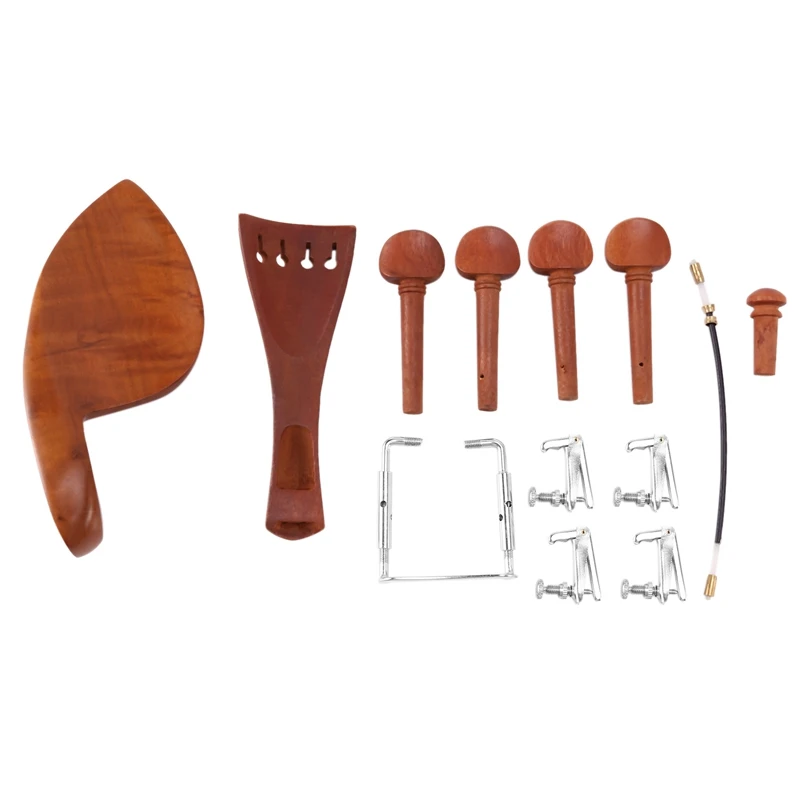 

A Natural Jujube wood 4/4 violin Parts accessories Set of Fine-Tuning, Chinrest Chin Rest, Strings, Tail Nail, Tail Rope, Screw,