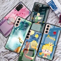 little prince and fox phone funda case for samsung s22 s21 ultra s20 fe s10 s8 s9 plus tempering glass cover note 20 10 9 capa