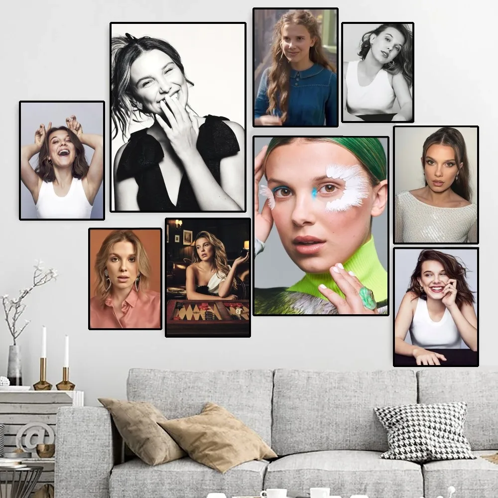 

Millie Бобби коричневый студийный плакат холст HD Печать Персонализированная настенная живопись на заказ