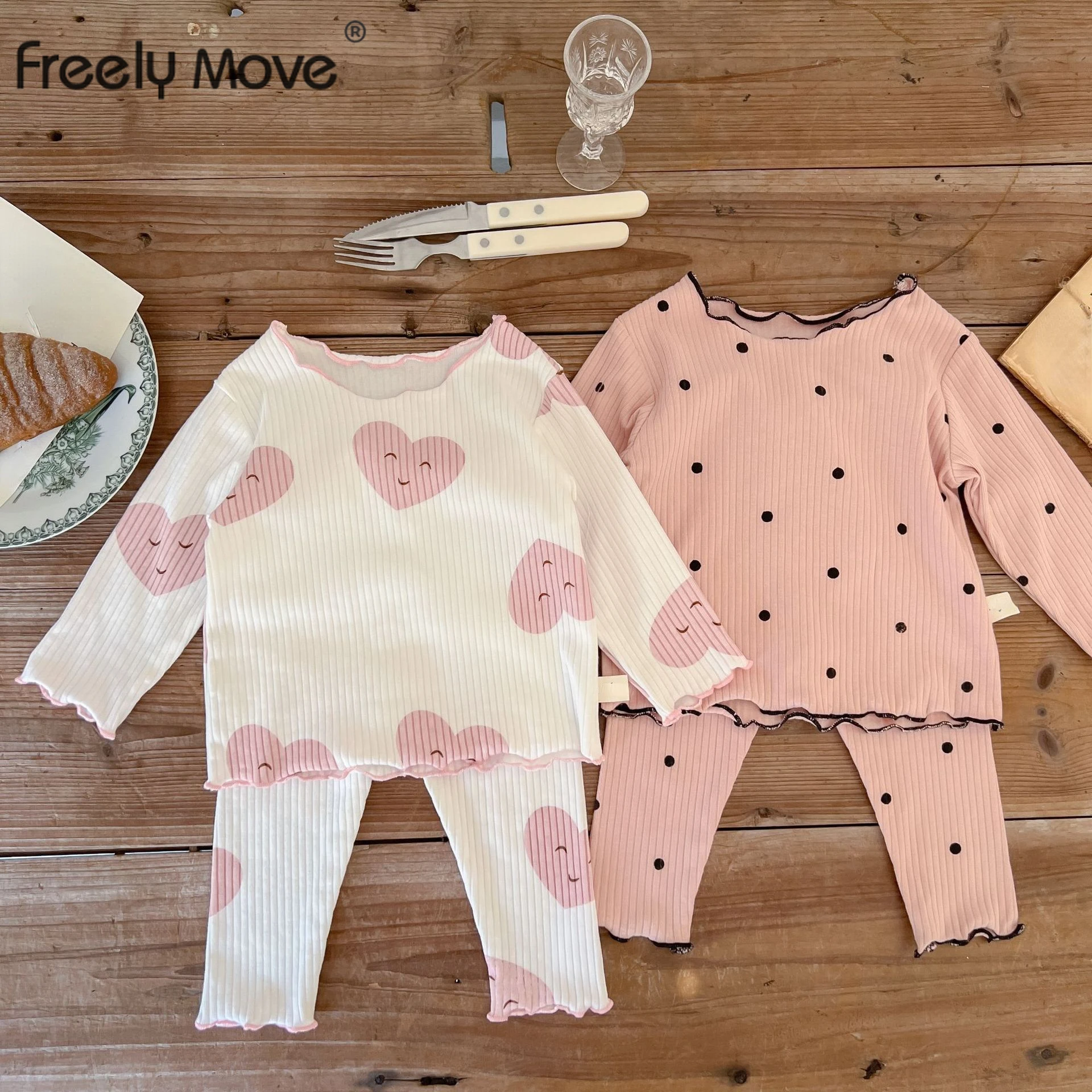 

Freely Move 2pcs Infant Baby Girls Pajamas Cotton Print Long Sleeve Top Pant Kids Suit Nightgown Child Sleepwear Home Clothes