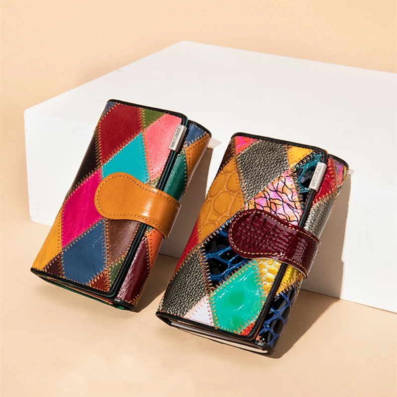 

Элегантные женские длинные кошельки из натуральной кожи с застежкой и карманом для монет, Женский вместительный винтажный кошелек с держателем для карт, женский кошелек