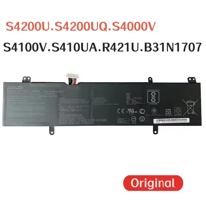100% оригинал 3800 мАч для ASUS S4200U S4200UQ S4000V S4100V S410UA R421U B31N1707 аккумулятор ноутбука