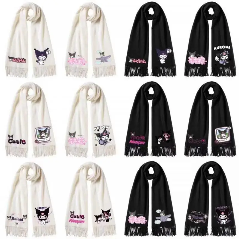 

Новинка Sanrios Kawai Kuromi осень-зима теплый мягкий шарф шаль Y2K плюшевый утепленный детский шарф для девочек шарф Рождественский подарок