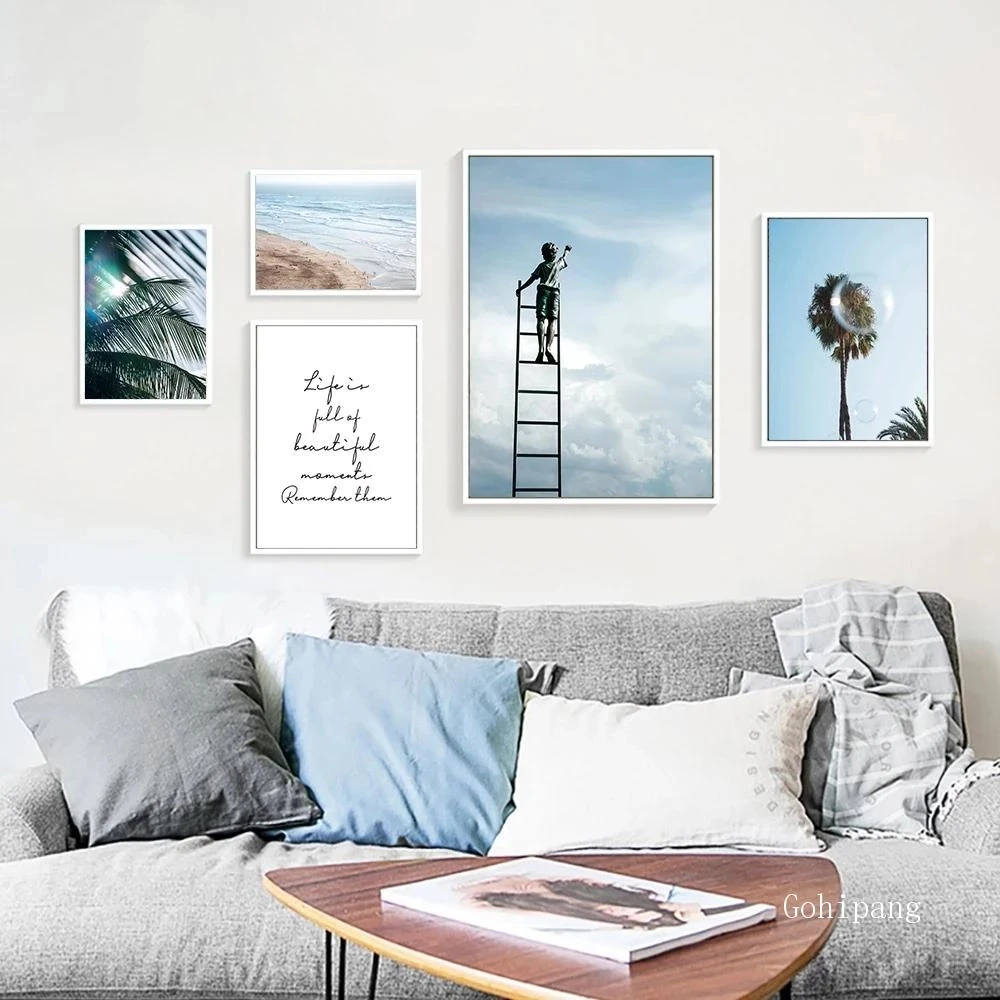 

Seascape Nordic Canvas Painting Sea Print Picture Posters and Prints Quotes Painting Nordic Living Room Wall Pictures Unframed