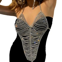 exaggerated rhinestone multilayer body chain bikini dress body bra for women nightclub shiny crystal tassel bodysuit chest chain