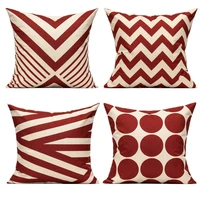 rose red round triangle striped linen pillowcase sofa cushion cover home decoration can be customized for you 40x40 50x50 60x60