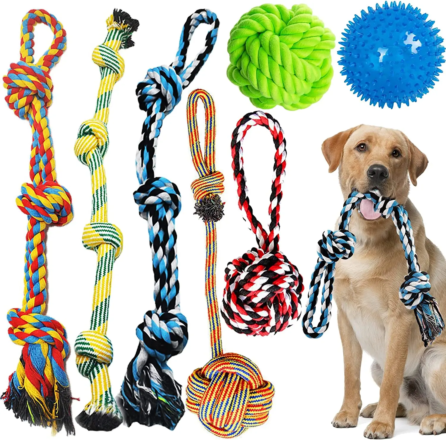 

Jouet Chien Corde,Jouets Corde pour Chiens pour Mâcheurs Agressifs Grands/Moyens,Durable Jouet à Macher Chien 4 nœuds de Cor