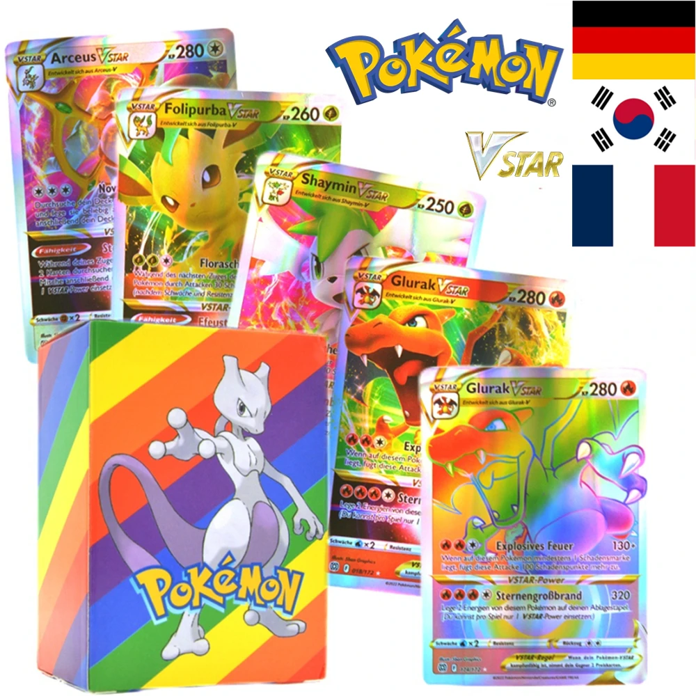 

Pokemon Card 100-120pcs Vstar Vmax GX EX Germany France Korea Mewtwo Charizard Pikachu Game Battle Energy Card Kids Toy Gift