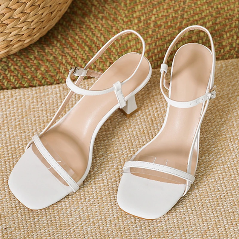 

High Heels Sandals 2022 Big Size Ladies Pumps Female Gladiator Summer Sexy Open Square Toe High-Heeled Shoes For Women Slides