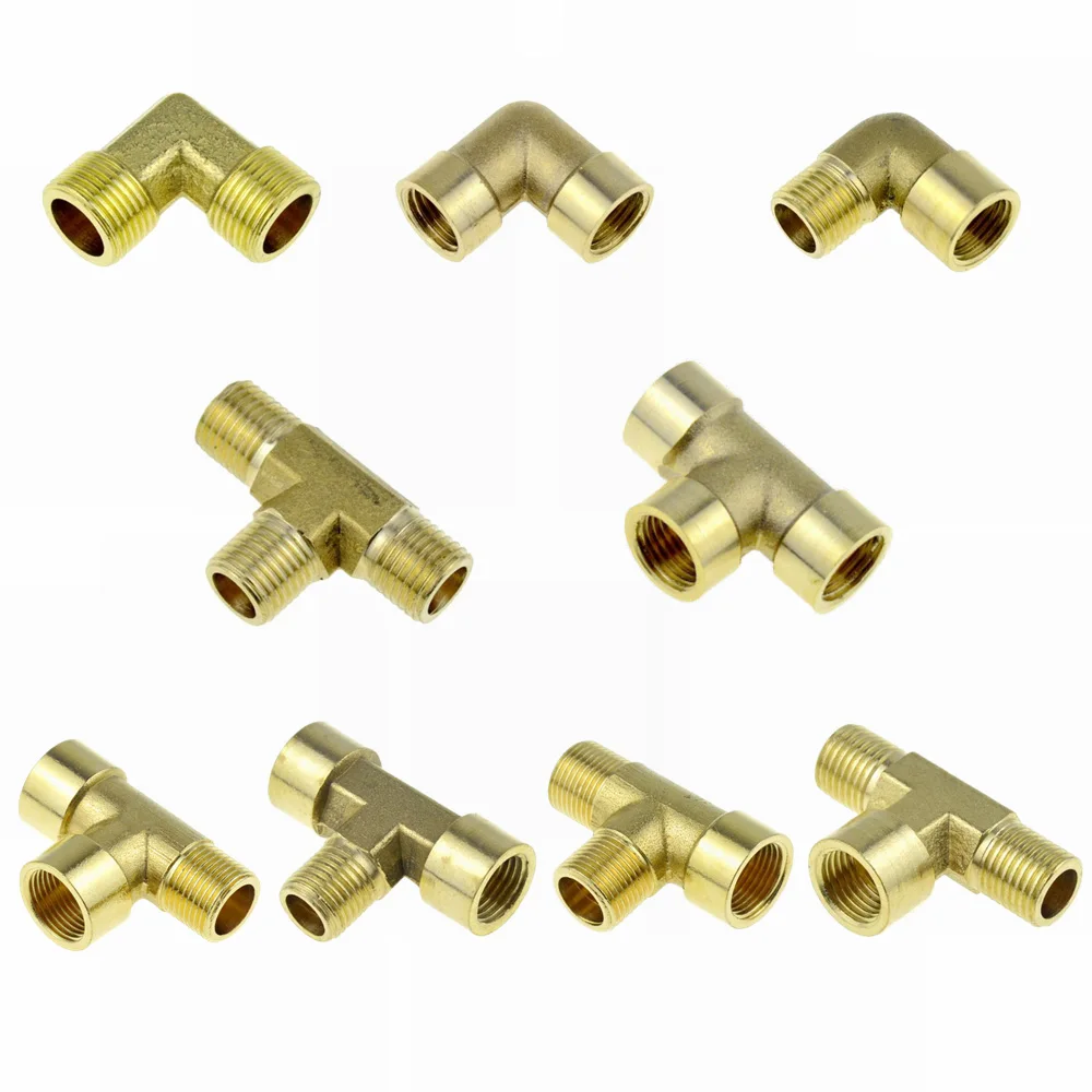 Brass Pipe Fitting Tee Elbow 2Way 3Way 1/8 1/4 3/8 1/2 3/4 Female MaleThread Copper Water Gas Oil Tube Adapter Coupler Connector