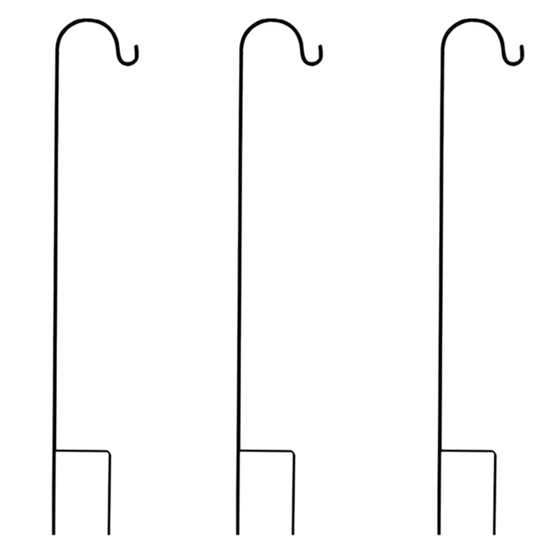 

JFBL Hot 3X Shepherd Hooks Rust Resistant Garden Stake Outdoor Metal Plant Stand Hanger Bird Feeder Pole 80.5X10x1cm