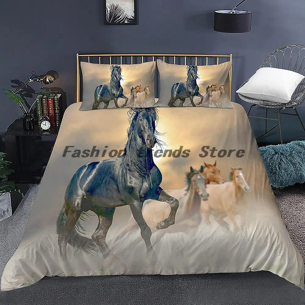 

Domineering Galloping Horse Printed Duvet Cover 3D Luxury Bedding Set With Pillowcase Bedroom Quilt Covers Home Decor 2/3pcs