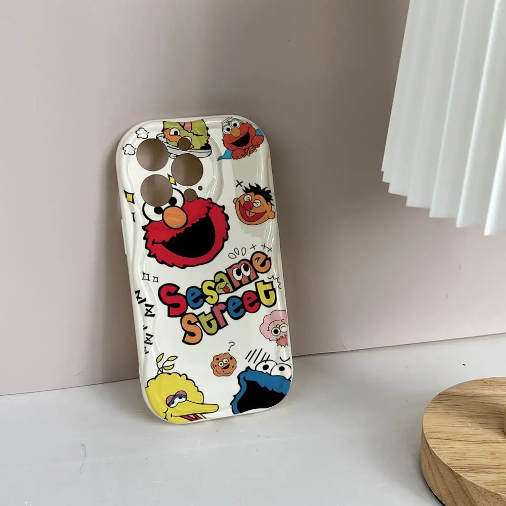 Cartoon S-Sesame S-Street Phone Case for Color iPhone 13 16 14 12 15 11 Plus Pro XS Max Mini X XR SE2020 Wave Light TPU Soft Cov