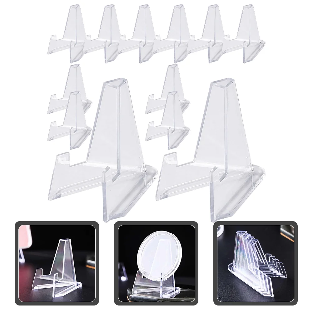 

20 Pcs Clear Display Stand Easel Plate Holder Challenge Medals Holders Tea Display Stand Casino Chips Display Easel