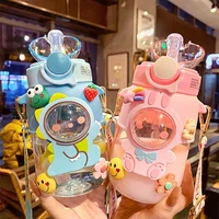 portable sport plastic cup summer outdoor travel drinking tumbler 700ml water bottle with straw ins cute cartoon leak proof mug