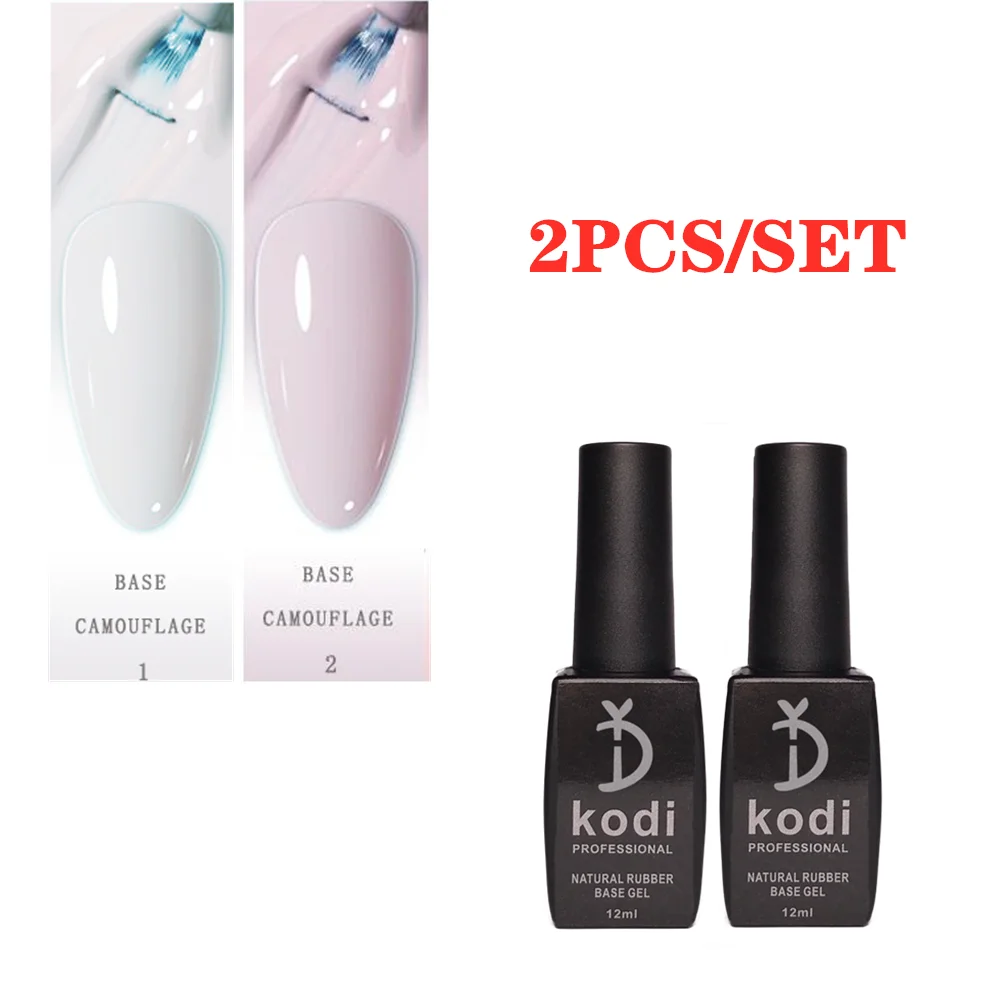 

KODI 2PCS/SET Milky Pink Rubber Base Gel Camouflage Color Coat Nude Brown Soak Off Nails Gels Varnish Lacquer 12ml UV LED Gel