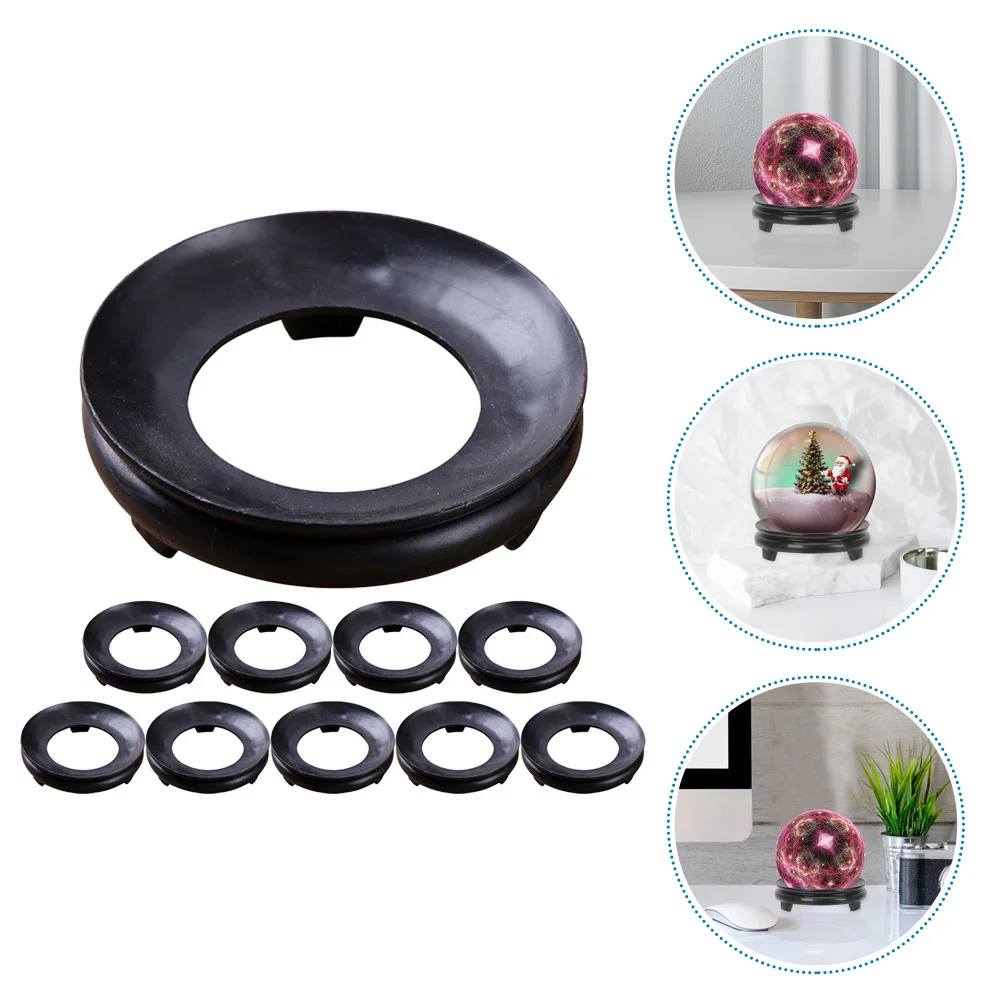 

10 Pcs Wenwan Base Support Crystal Ball Tabletop Display Stand Wooden Holder Sphere Simple Hollow Artwork Displaying