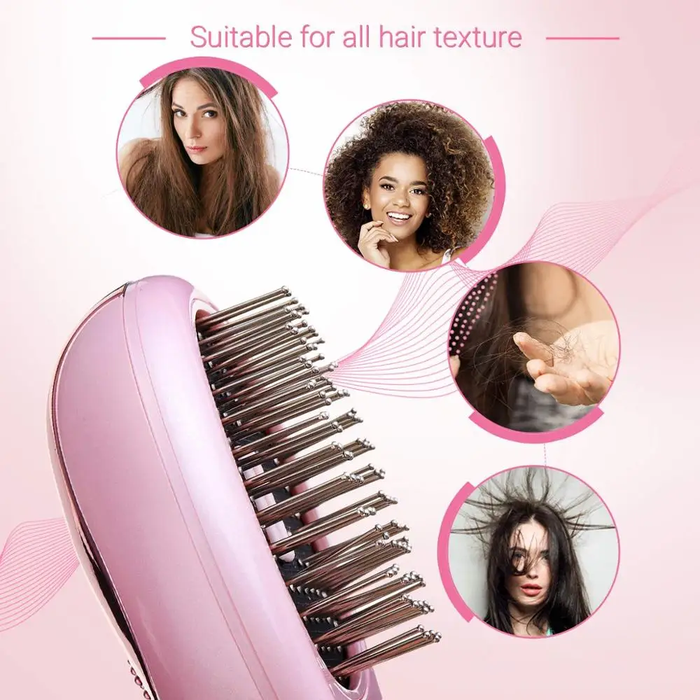 Portable Ion Hairdressing Hair Brush Electric Acoustic Wave Vibrating Massage Comb Anti-Static Mini Straightening |