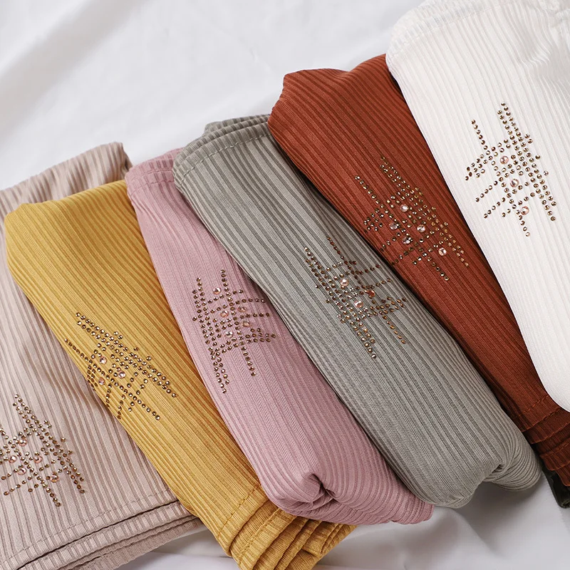 Новый шифоновый хиджаб в полоску шаль простой женский тюрбан плиссированный