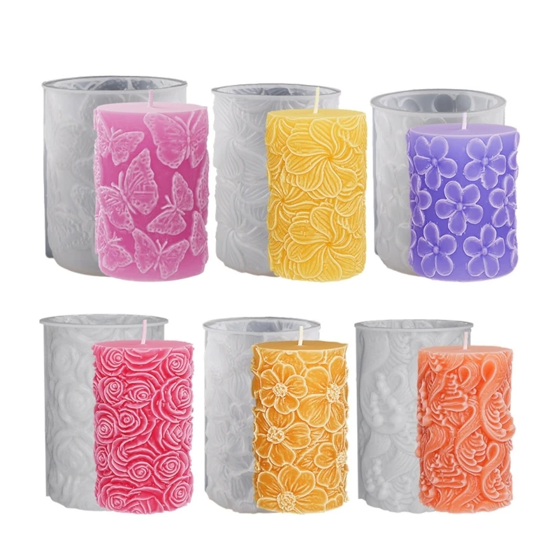 

Cylindrical Silicone Mold DIY Plasters Table Ornament Tool Scented Candle Mold 264E