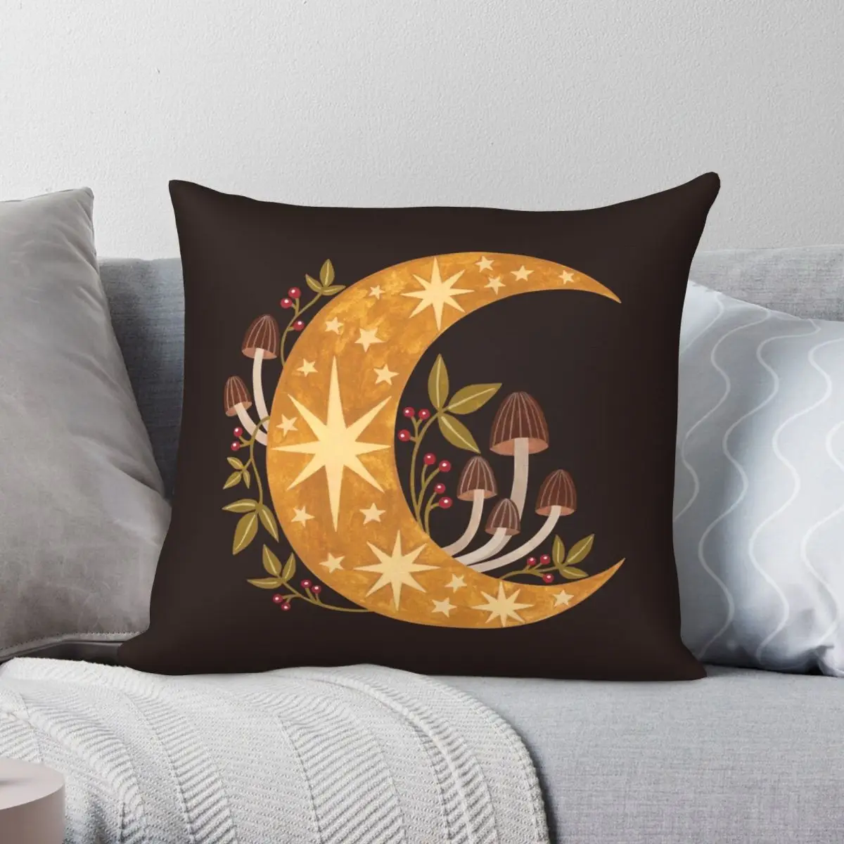 

Чехол с изображением леса и Луны, из полиэстера и льна