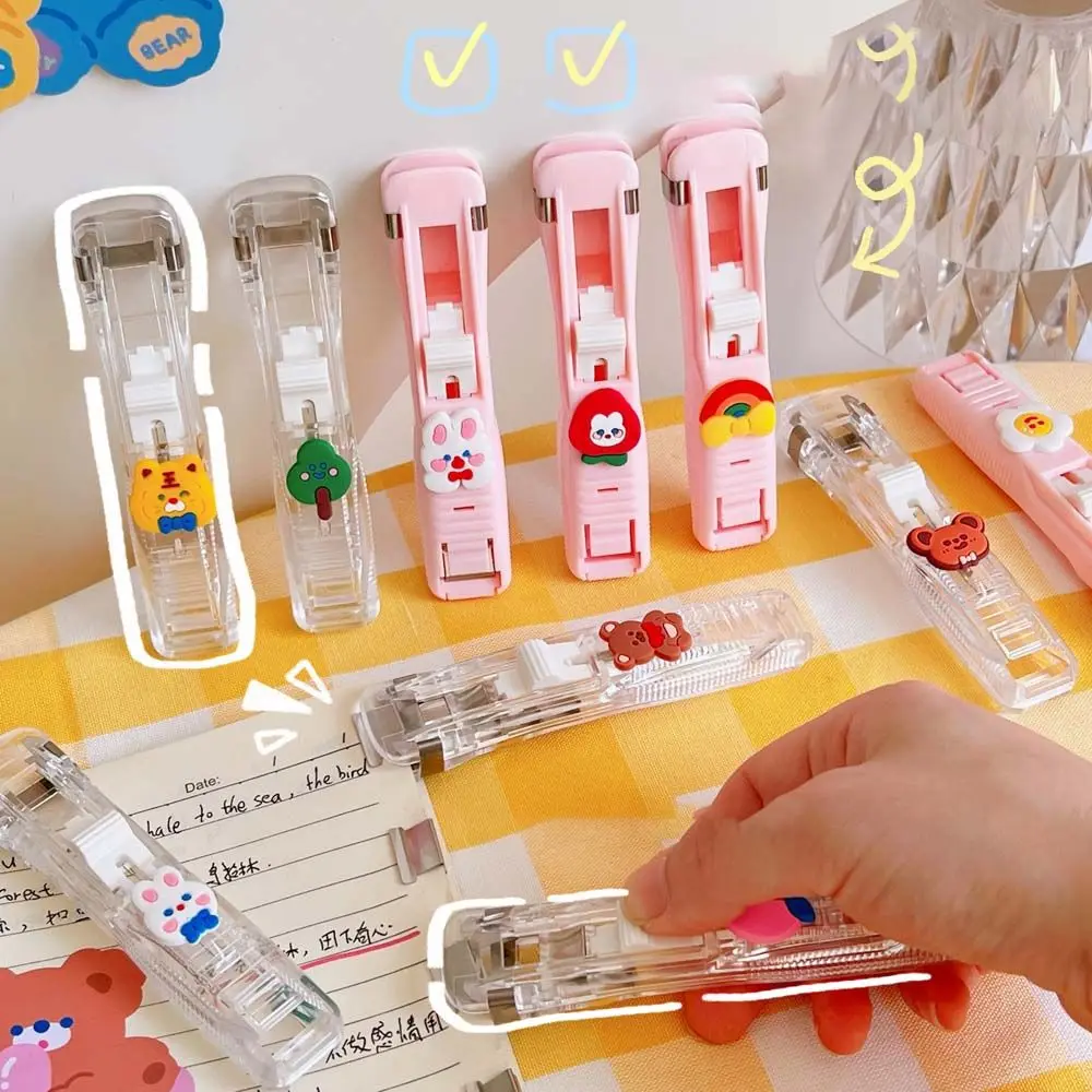 

Multifunction Push Clip Sweet Lovely Binder Push Clamp Transparent Stapler Staple Remover Colorful Document Sorting Clip