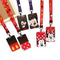 disney cartoon keychain mickey minnie hang rope neck strap key id card badge holder cover bag pendant key ring lariat toy gift