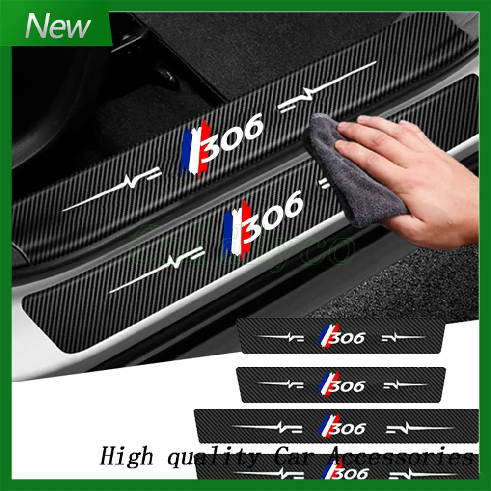 Углеродное волокно для 306 эмблема автомобиля двери наклейки на пороги защитная