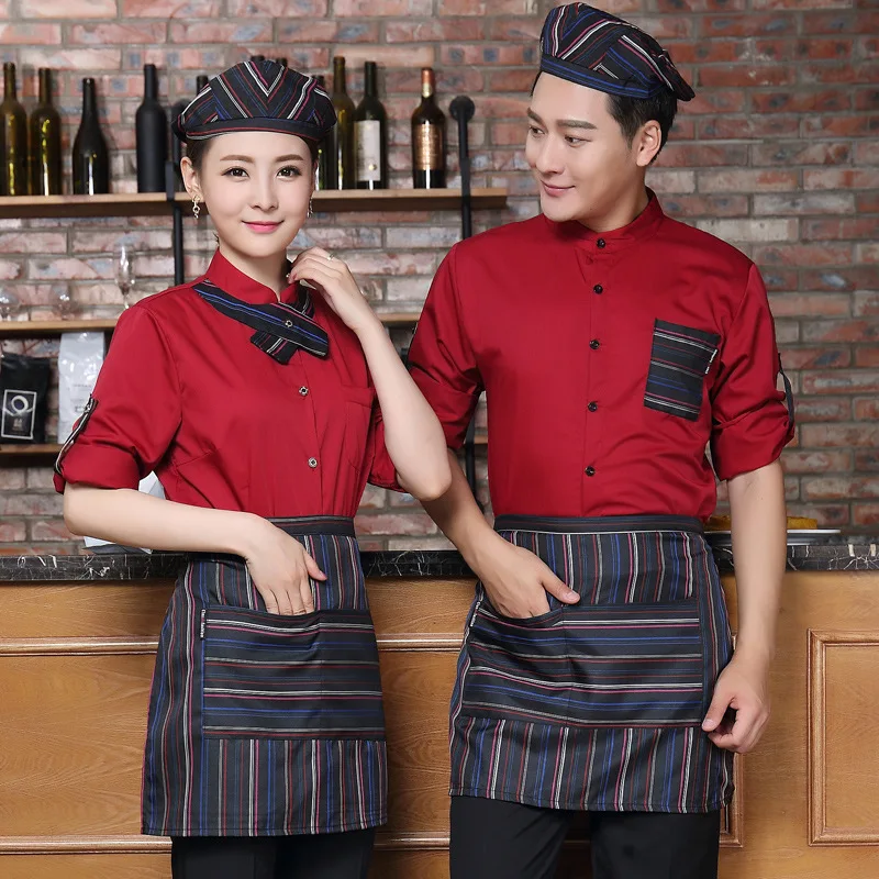 Кофейная осенне-зимняя одежда с длинными рукавами для западного ресторана