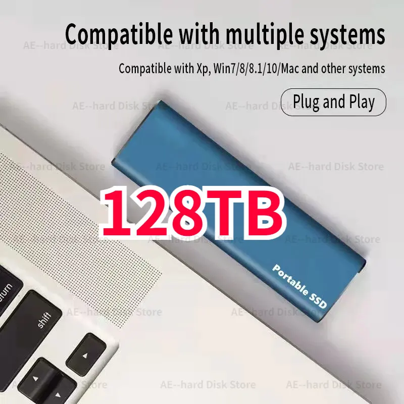 

Portable SSD 1TB 2TB 4TB 8TB Hard Drive 128TB External Solid State Drives USB 3.1 Type-C disco duro For Laptops Computer MAC