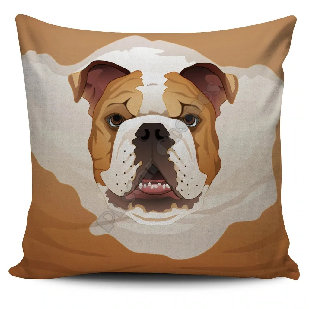 

Real English Bulldog Pillow Cover 3D All Over Printed Pillowcases Throw Pillow Cover Home Decoration 12 Style