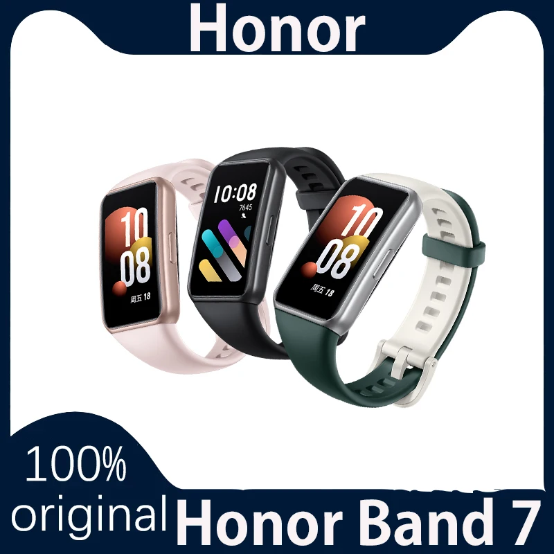 NEW Honor Band 7 Smart Band Blood Oxygen 1.47'' AMOLED Screen Heart Rate Tracker Smartband 2 Weeks Battery Life 5ATM Waterproof
