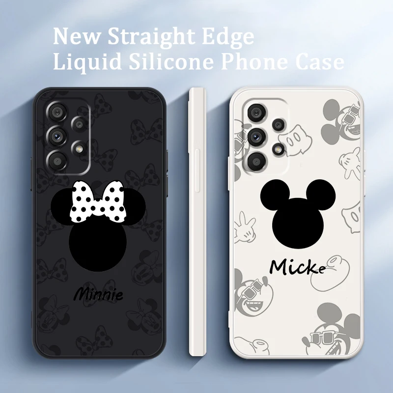 

Disney Mickey Minnie Luxury Phone Case For Samsung A73 A53 A33 A52 A32 A23 A22 A71 A51 A21S A03S A50 A30 5G Liquid Rope Cover