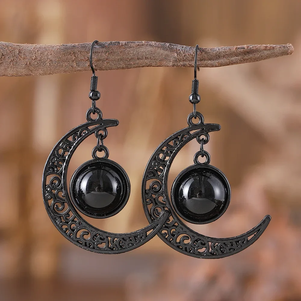 Винтажные готические серьги-подвески с полой луной в стиле хип-хоп панк нишевые
