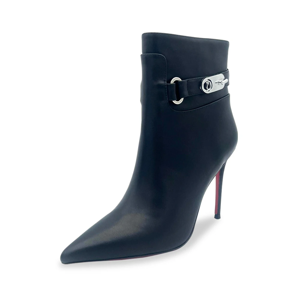 

Winter High Ankle Boots Zipper Fashion Warm Windproof 100% Cowhide Black Woman Chelsea Boots Luxury Designer Replica Red Bottom
